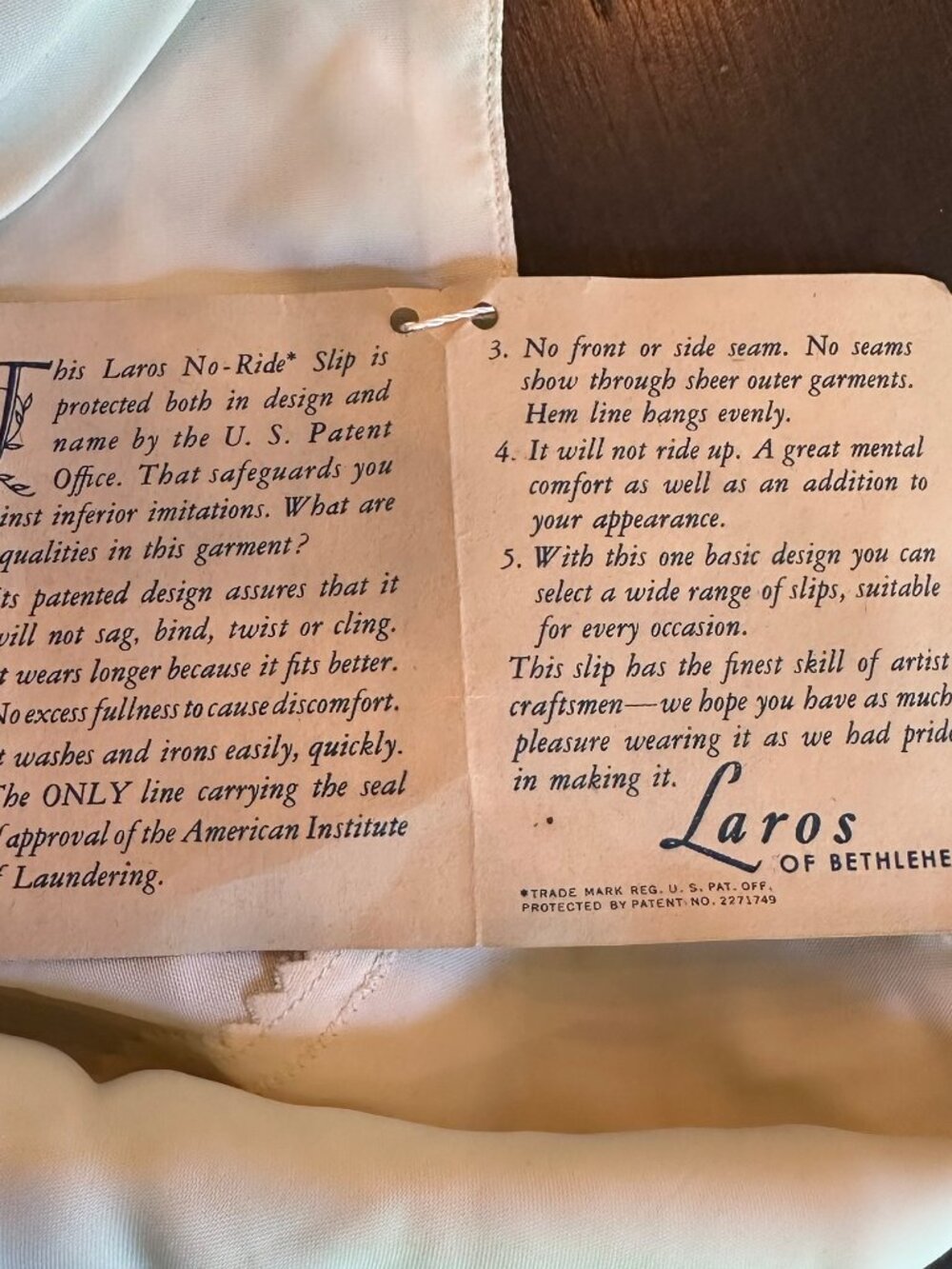 π€π€ Vintage 1930s Laros No-Ride Full Slips Set Ivory Bias Cut Lingerie M/Lπ€π€ - Picture 10 of 16